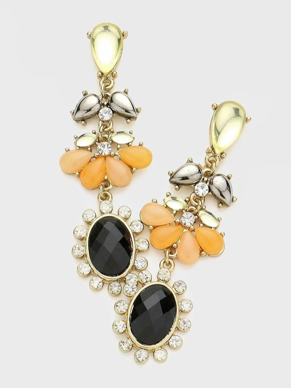 Drop Earrings in Gold & Black: Brand New